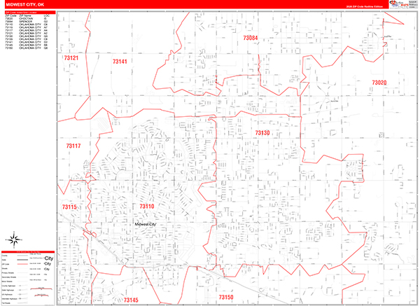 Midwest City, OK Zip Code Map